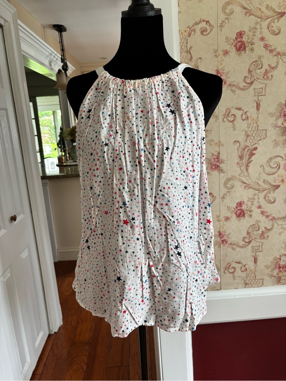 LOFT White Halter Tank with Red, Blue and Pink Stars